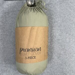 ienjoy Home Sage King Duvet Cover Set‎ 3-Piece Microfiber Hypoallergenic New